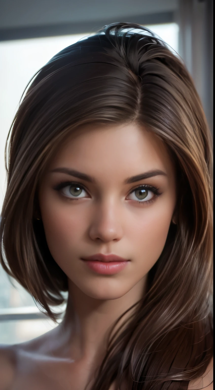 A close up of a woman with long hair and a brown dress - SeaArt AI