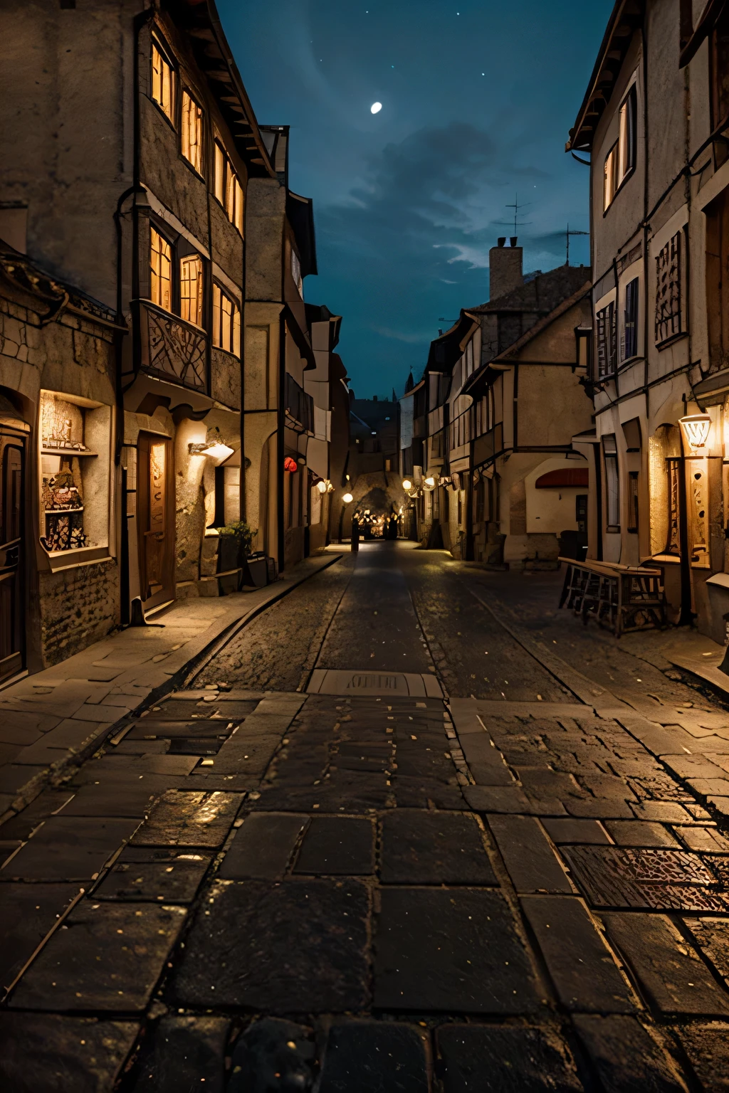 NOhumans network magic medieval street night scene European retro magic NOhumans pure scene NOhumans，NOhumans, Pure landscape, NOhumans，