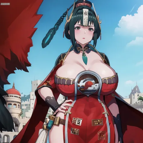 a woman with big breasts in castle china