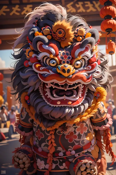 china-style，lion dance ,highly detailed surreal vfx，smudge，faraway view，super-fine，ultra - detailed，high qulity，8k ，oc rendered，...