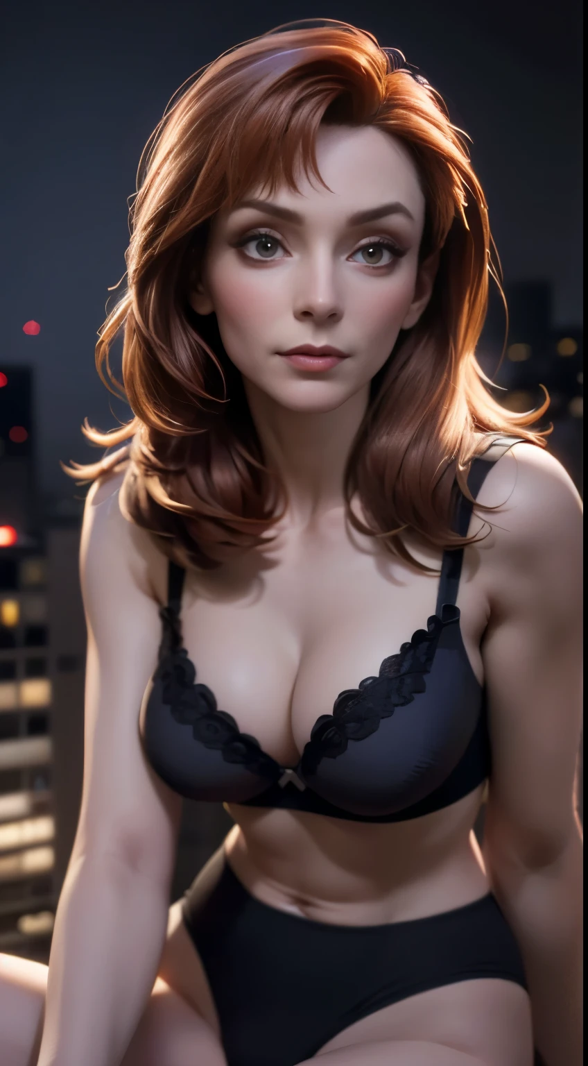 A close up of a woman in a black bra top and panties SeaArt AI