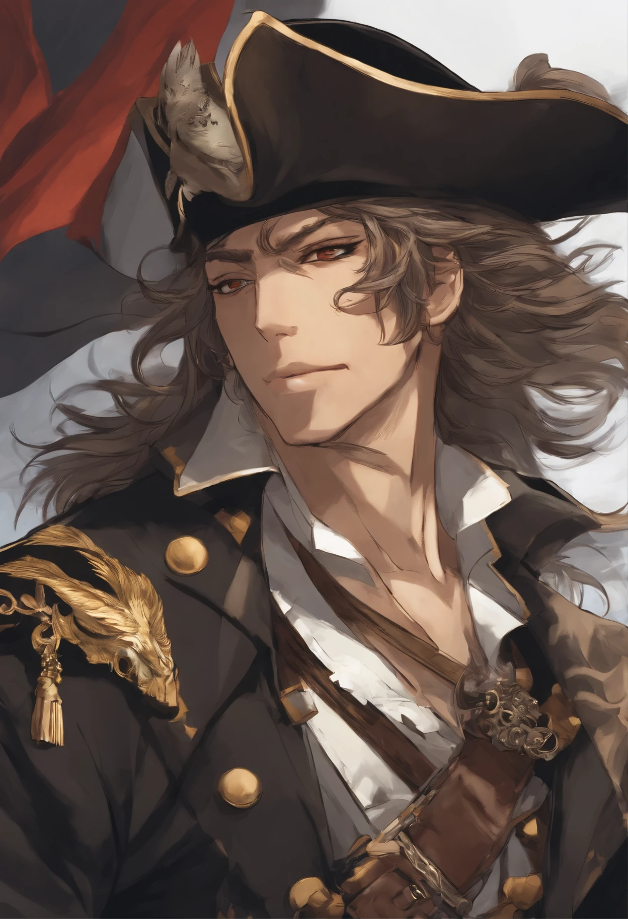 personaje animado, estilo anime, Primer plano de una persona (un pirata)  con un pájaro en el hombro, Король un pirataов, shiro masamune - SeaArt AI