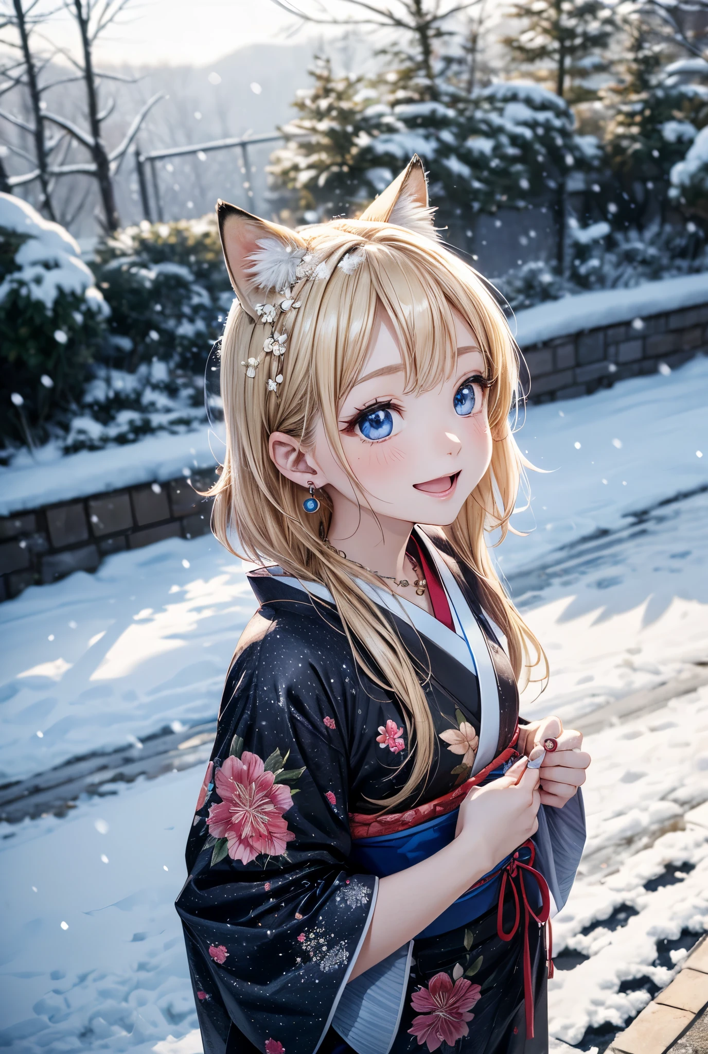 A close up of a person wearing a kimono and a cat ear - SeaArt AI