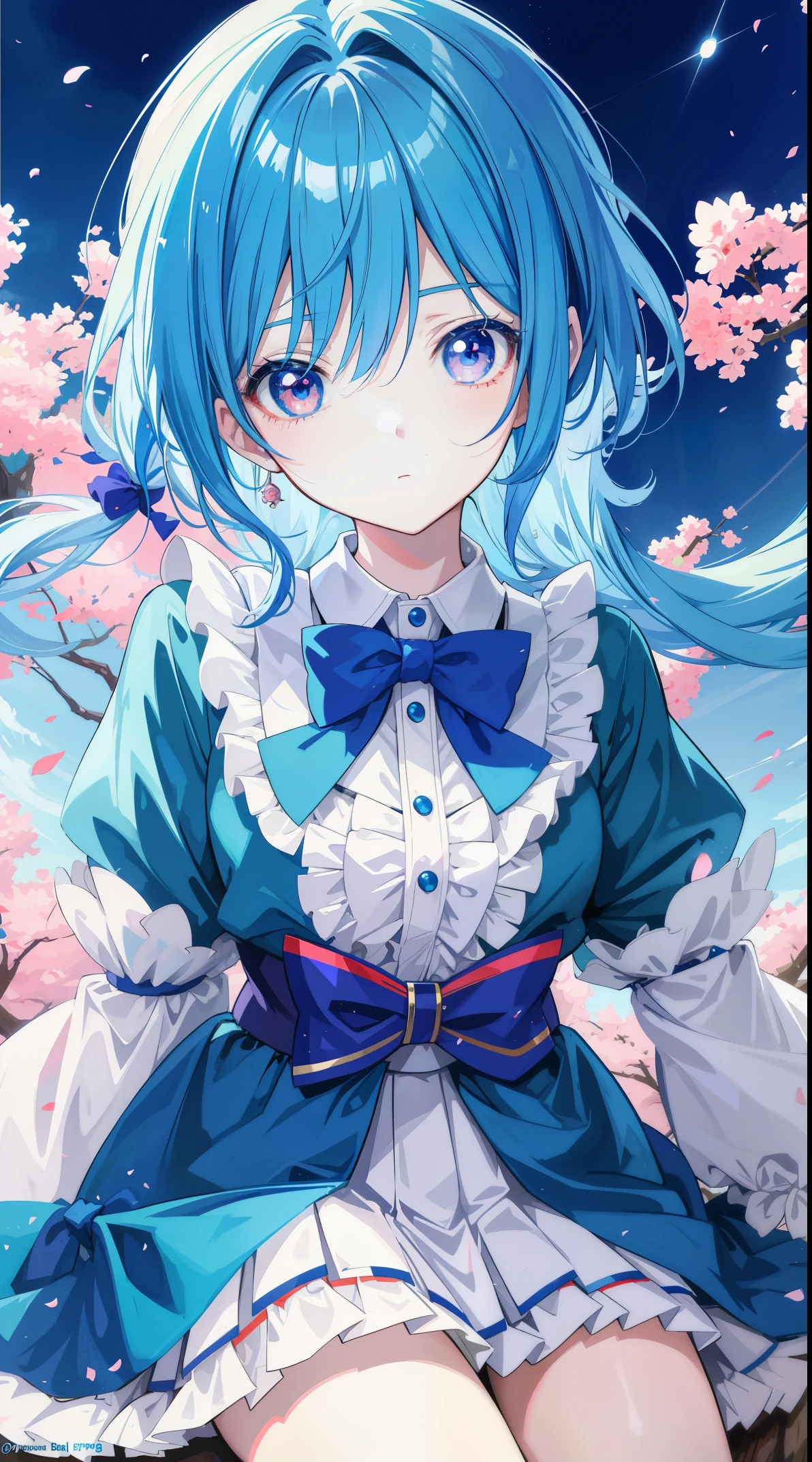 A close up of a person with blue hair and a bow tie - SeaArt AI