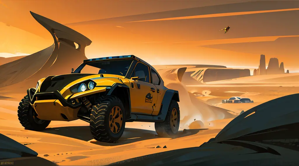 arafed vehicle driving through the desert with a lot of sand, concept art by Jeffrey Smith, tumblr, panfuturism, scarab, on the ...