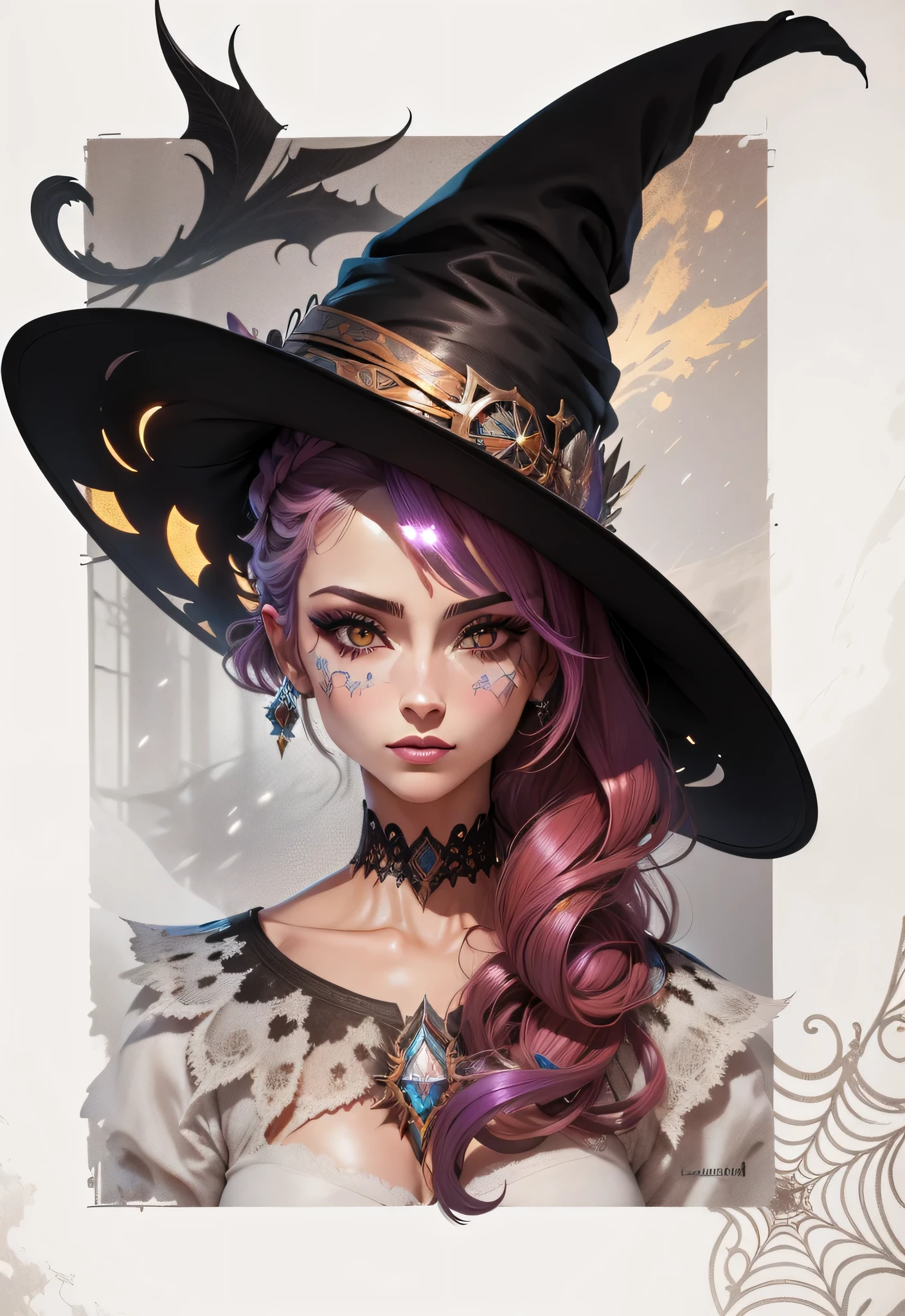 witch, obra-prima, melhor qualidade, (papel de parede CG unity 8k extremamente detalhado), (melhor qualidade), (best illustration), (melhor sombra), Absurdo, arte epica, Poses gloriosas, lindo brilho detalhado, brilho luminoso de fundo, detalhes insano