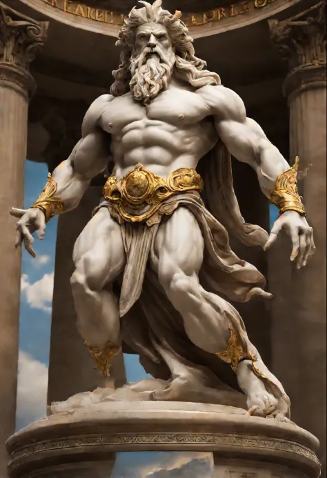 Zeus god of all gods greek  as alien, dynamic action poses