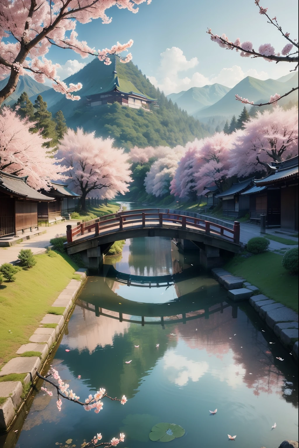 アンティーク絵画自然山木