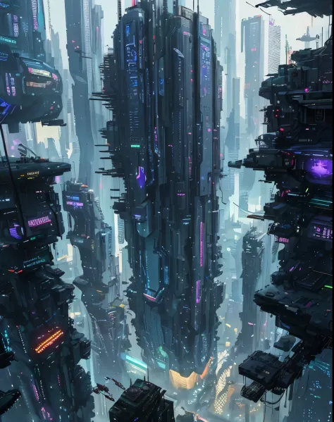 futuristic city with a clock tower in the middle of the city, aerial view of a CIDADE CYBERPUNK, futuristic dystopian city, futuristic CIDADE CYBERPUNK, busy cyberpunk metropolis, dystopian CIDADE CYBERPUNK, CIDADE CYBERPUNK, in a futuristic CIDADE CYBERPU...