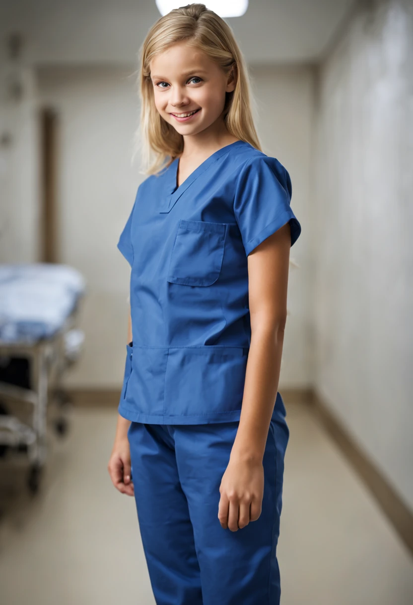 One Scandanavian, skinny with large breasts, 16 year old nurse in a royal  blue nurse scrub top, royal blue tight scrub pants, large breasts - SeaArt  AI