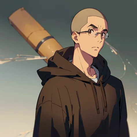 Create an anime character in his early twenties with a buzz cut