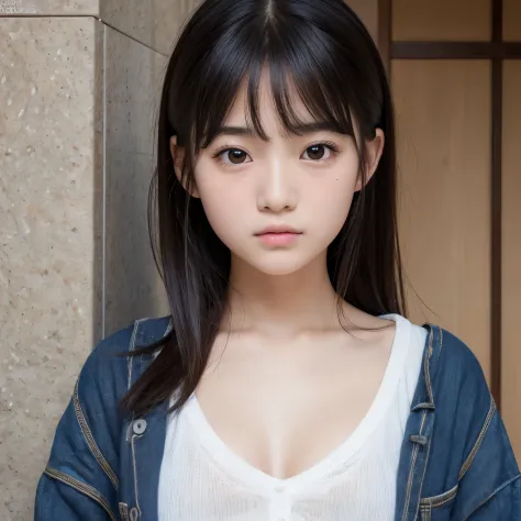 Best-quality, Masterpiece, Ultra-High-Resolution, (Photorealistic:1.4), Raw-Photo, Extremely-Details, Perfect-Anatomy, 1girl, 15-years-old, the most famous Japanese idol, extremely cute and extremely childish face like a most popular Japanese idol, extreme...