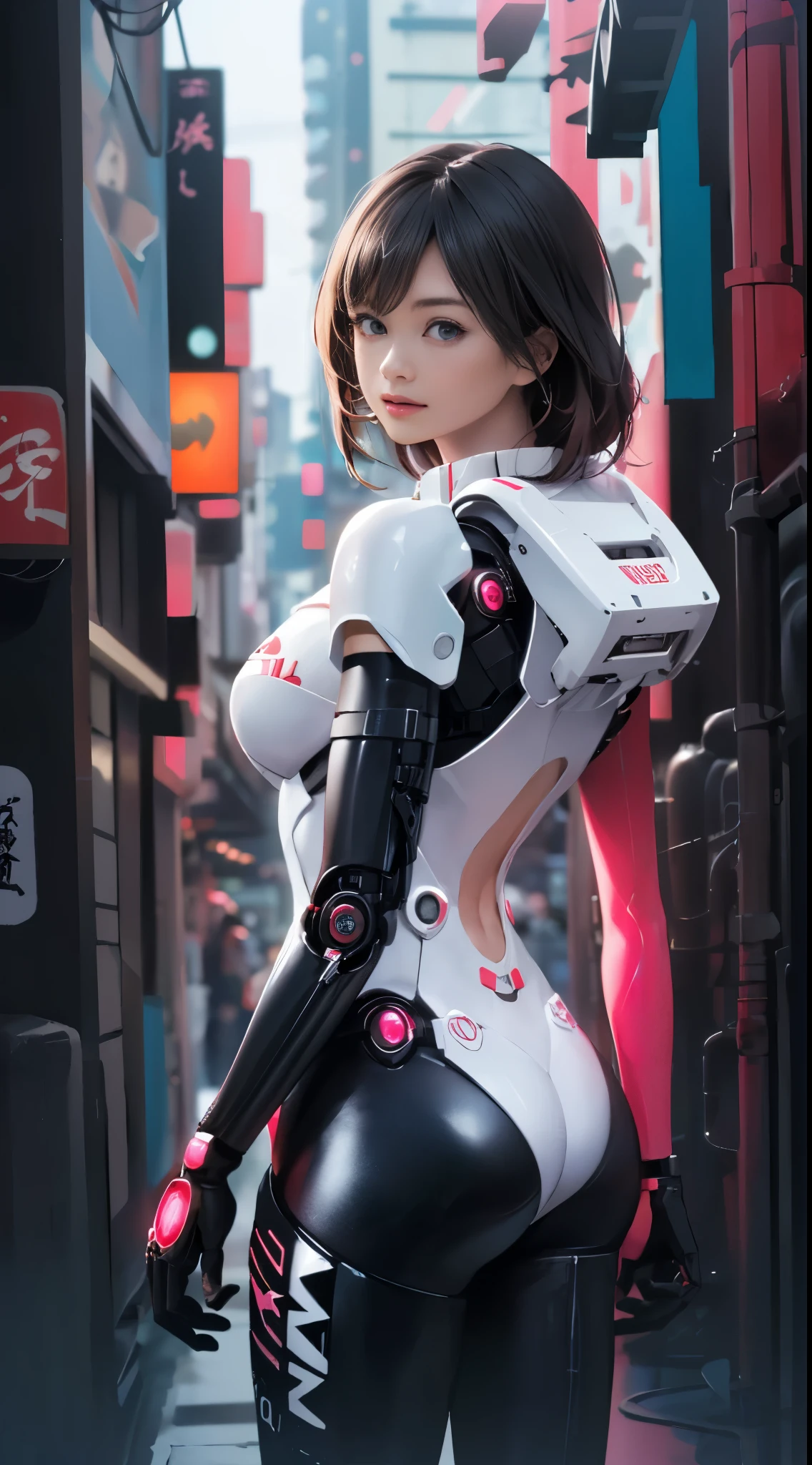 (highest qualityr:1.4 )、Mirai, cyberpunked、large buttockss、arrodillarse、Electronic visor attached to the face of a 12-year-old girl with emphasis on the buttocks、(minifalda mostrando bragas Blanco:1.4)  ,Mirai Red latex body,Moda cyberpunk、Pose sexy、(Usar polainas amarillas en la parte inferior del cuerpo、(ciudad Tokio cyberpunkAI colors apocalyptic:1.4),  motor irreal:1.4,UHD,La mejor calidad:1.4, fotorrealista:1.4, textura de la piel:1.4, obra maestra:1.8,obra-prima, mejor calidad,（Hermosos ojos azules:1.4 ）,( neon pink cyborg),(Perfect anatomy:1.2),(convexo Dedos camello), (ciborg Mirai bodysuit white:1.4), (seaArt 2.1) ,(realistic )