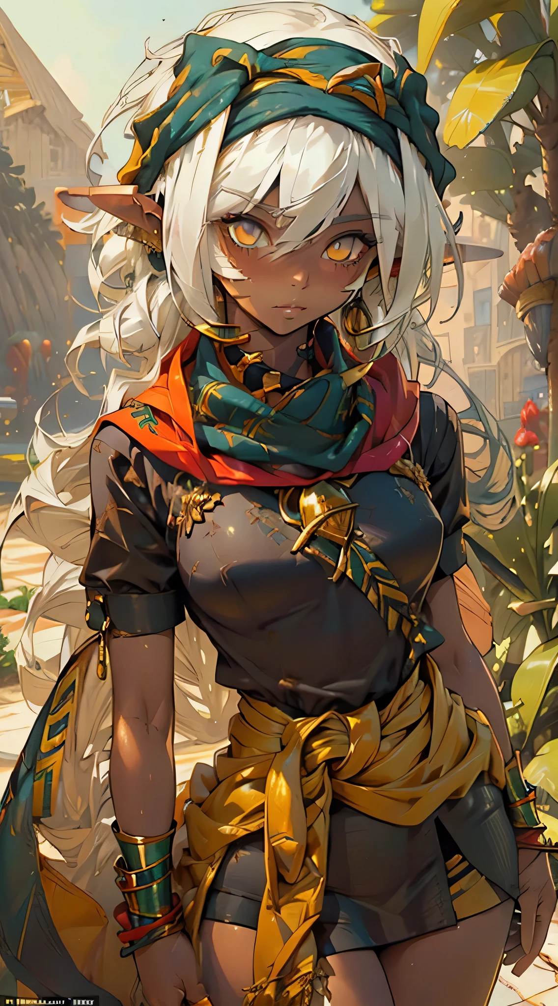 Nisei Muramasa, girl from ancient Egypt,1girl, (small  breasts:1.4),small breasts,((((straight hair, hair long,white hair:1.5,colored inner hair)))),(((yellow_eyes:1.3))),intricate eyes,beautiful detailed eyes,symmetrical eyes,big eyes:1.2,((((lustrous skin:1.5,tanned skin,bright skin: 1.5,skin tanned,shiny skin,very shiny skin,shiny body)))),(spider lower abdomen,narrow waist,wide hip,athletic body,inflated legs,thick thighs),(((detailed face))),beautiful detailed lips, cute,slutty,,seductive,((erotic)),opulent,sumptuous,((nsfw)), zettai ryouiki,revealing clothing,show skin,((silky golden skin)), fleshy lips, (((Egyptian headscarf:1.5))),jewelry and bracelets, with a gold and white plunging Egyptian garb,black canvaarefoot))),egyptian outfit,((eyeshadow, egyptian makeup,eyelid makeup)),((((ceremonial gold paint all over the body)))),(((Transparent cloth:1.1,wet clothes,intricate outfit,embroidered outfit,ornate outfit,embroidered clothes,ornate clothes))), dynamic and seductive pose,looking at viewer,embarrassed,centered,scale to fit dimensions,Rule of thirds, outdoors,(egyptian palace,egyptian palace background,pyramids in the background),scenery,(oasis,oasis background),extremely scenery,(puddles everywhere,moss,moss on the background),clouds,Egypt style,Egypt castle,lily pads,palms,reeds,(sunset, golden hour), (Glossy Egyptian ornaments),(top-quality,8K,32K,​masterpiece),high resolution,(Photorealistic:1.4),Ray tracing,Sun glare,depth of fields,By backlight effect,Add depth to your screen,(((vibrant colors,vibrant theme))),(intricate),(high contrast,photorealistic artwork:1.37),(best quality,4k,highres,masterpiece:1.2),ultra-detailed,(realistic,photorealistic,photo-realistic:1.37),professional, cute loli elf,(((little loli,tiny little body,little))),(((6 years old))),((anime elf loli with extremely cute and beautiful white hair)), (((elf))), (((elf earlat chest))),((((white hair:1.35,short white hair,colored inner hair,ear breathing))))