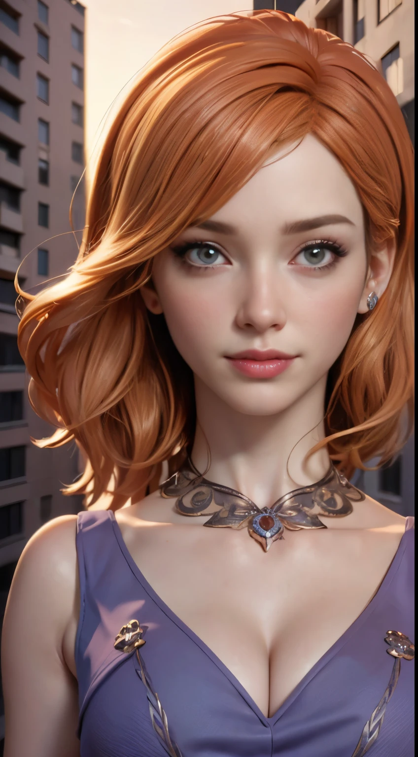 photo of christina hendricks, RAW, beautiful woman, ((portrait)), ((detailed face:1.2)), ((detailed facial feature, detailed skin, clear skin), (perfect proportioned body), (wearing a colorful dress) (high detailed city environment, apartment balcony), (realistic photo, best quality, detailed), (8k wallpaper), (cinematic lighting, dramatic lighting) (sharp focus, intricate)