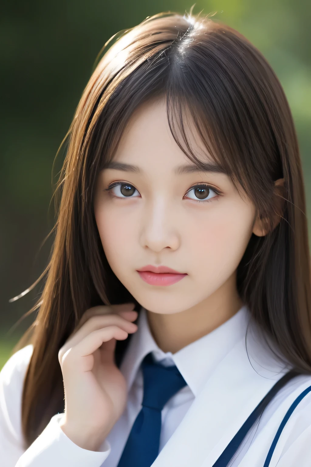 (((high detal,high-detail、​masterpiece,Attention to detail,Lori))),制服を着たアラブのアジアのbeautiful a girl, Realistic Young Gravure Idol, Surreal的な女子高生, Japan school uniform, japanese girl school uniform, Green Japan Uniform,Exposed,Surreal１5 year old schoolgirl,Young Pretty Gravure Idol, wearing japanese school uniform, Young gravure idols, Young Gravure Idol, Beautiful but innocent schoolgirl when you laugh,the whole body is wet,dripping落ちる,with a flushed face,Beautiful girl with beautiful legs,beautiful a girl,Natural light、the whole body is wet,Sheer clothing,half up,Brown shiny hair,Hair is wet,Dripping water,dripping,,Have a troubled face,amorous,Shirt is unbuttoned.,Dark blue eyes,Detailed mouth,Glossy lips,Detailed eyebrows,Eyes drawn in detail with soft white skin that shines with every detail、Very beautiful eyes with azure eyes,Detailed lips、Very beautiful face,Very well-formed face、Lifelike face,shiny beautiful lips,Beautiful eyebrows,Infinite reality,Best design,（Insanely cute Japan 15-year-old high school girl,,Beautiful thighs,Ideal legs,Beautifully shaped breasts,Very cute beautiful girl,Little Girl：1.4）,Best Natural Makeup