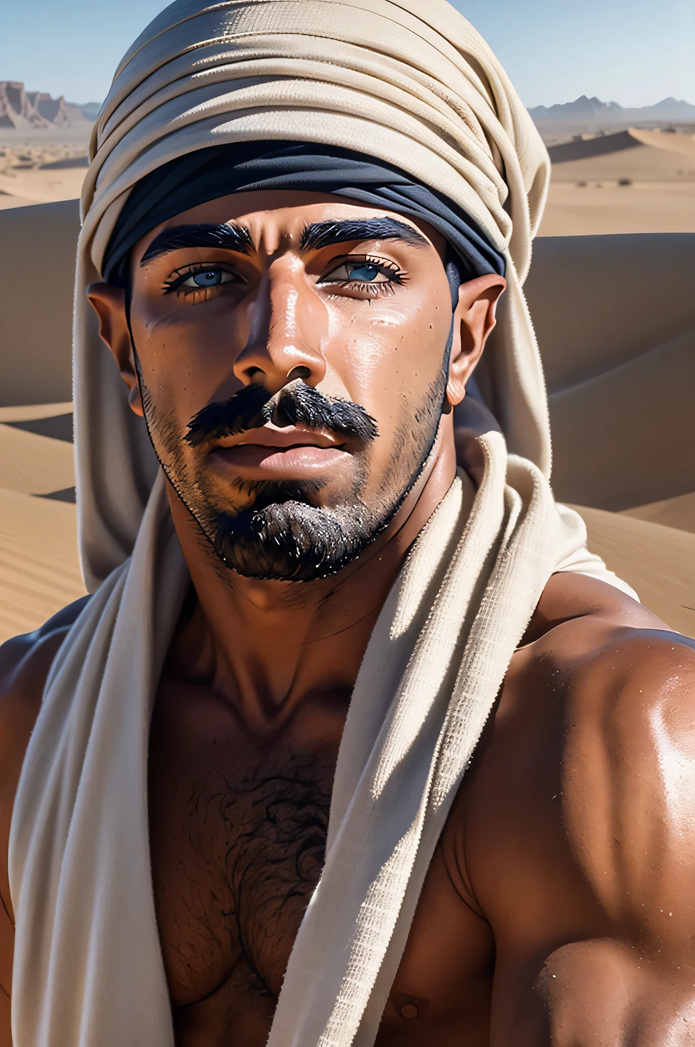 faaris azura, arabic, arab, thobe, keffiyeh, faaris azura, model, turban, desert, UAE, close up