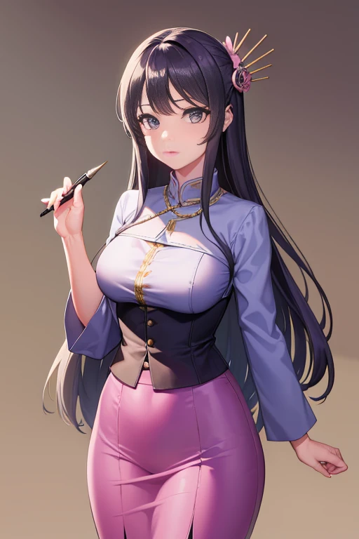 Maisakurajima, sakurajima mai, Long hair, bangrak hair:1.5), Hair Ornament, (Purple eyes:1.1), hair clips, rabbit Hair Ornament,Necklace, Formal, Black jacket, pencil skirts, Skirt suit, Black pantyhose,crossed legs,Use a fountain pen to write a letter,暗闇の中で現代の書斎で机に面する
BREAK looking at viewer, (Cowboy Shot:1.5),
BREAK (masutepiece:1.2), Best Quality, High resolution, Unity 8k壁纸, (Illustration:0.8), (Beautiful detailed eyes:1.6), extra detailed face, Perfect Lighting, extremely details CG, (Perfect hands, Perfect Anatomy),