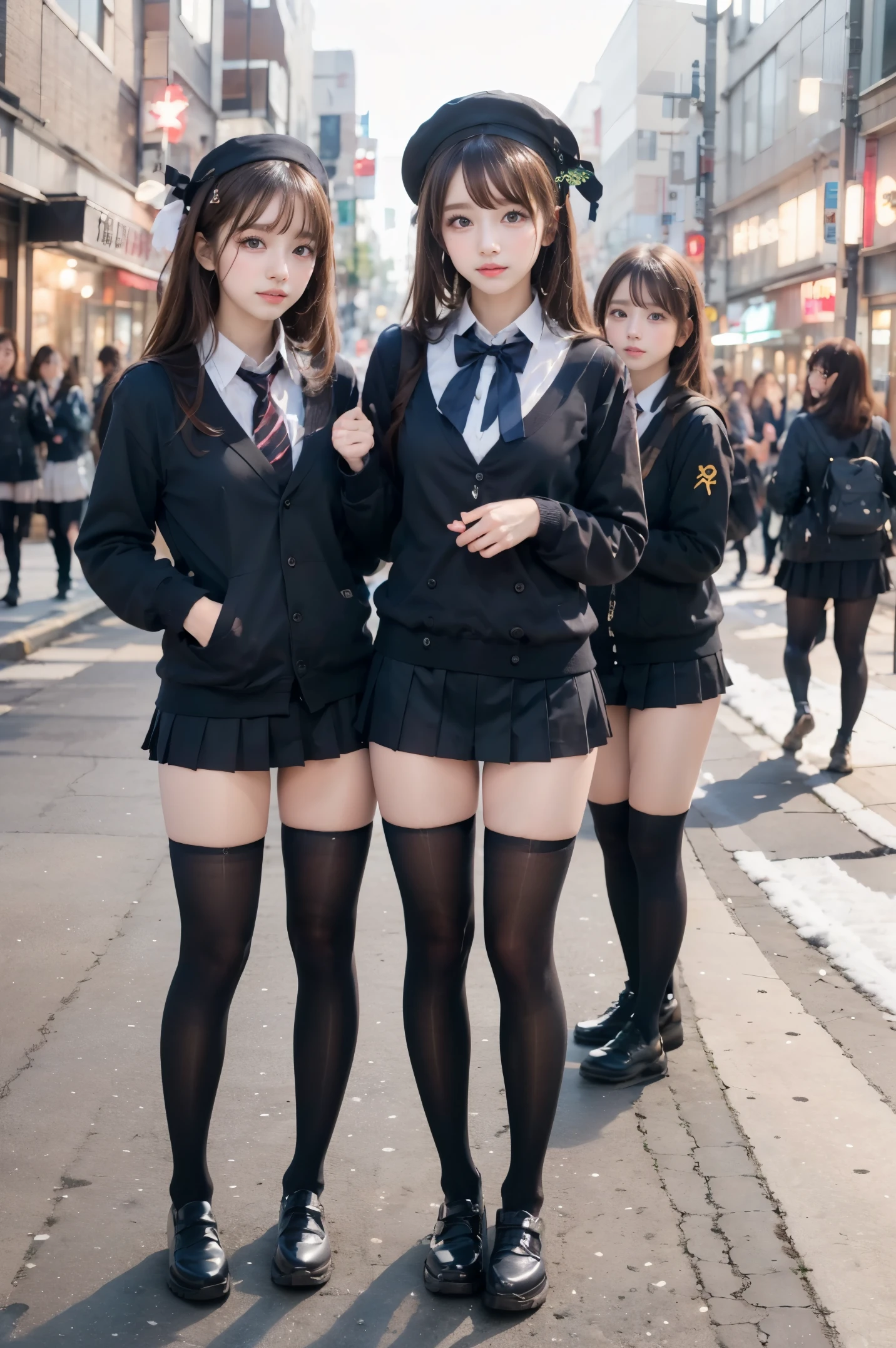 Снимок с высокого угла、уличная съемка、Детское личико в короткой юбке и галстуке-бабочке стоит на неоновой улице посреди ночи(высокий)Есть 3 девушки из、(3 девушки)、Феноменально милый 、Guts поза、микро матросская форма、Зимняя одежда、Японская школьная черная форма、(большое вымя)、(Большое декольте обнажено)、Девушка в сюрреалистической женской форме、Ношение темно-синей униформы、 поза、Эсбиан в полное тело、хорошая кожа、блестящая кожа、прекрасные бедра、длинноногий、(широкая толстая мини-юбка)、светящееся бедро、с подвязкой、(непрозрачные черные носки до колена)、((все руки)(Я обязательно ношу черные гольфы выше колена..))、я ношу кожаные туфли、Средняя школа в Японии 、Идол Ногизака、корейский идол、Пригласить вас внутрь、Приглашающие глаза