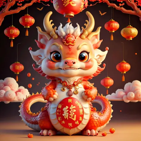 chinesedragon，Majestic，background chinese new year flavor，The picture quality is delicate，k hd，The expression is amiable