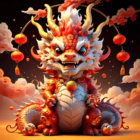 chinesedragon，jubilant，background chinese new year flavor，The picture quality is delicate，k hd，The expression is amiable
