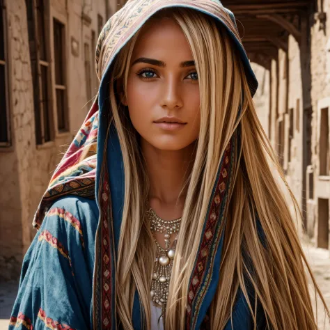 "22-year-old woman" gipsy woman blond, panoramic imagede steve mccurry, 35mm, f/2.8, insanamente detalhado e intrinca do, person...