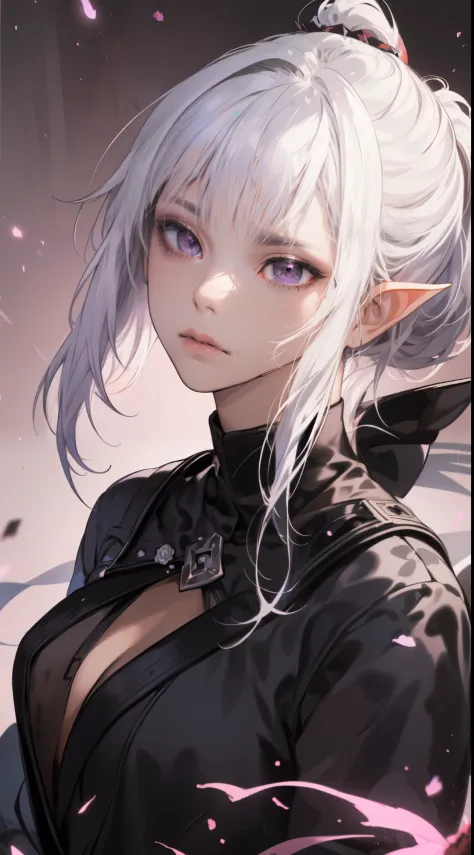 ((best quality)), ((masterpiece)), (detailed), perfect face, a woman dark elf who is a chaos knight, (design by Yoshitaka Amano:...