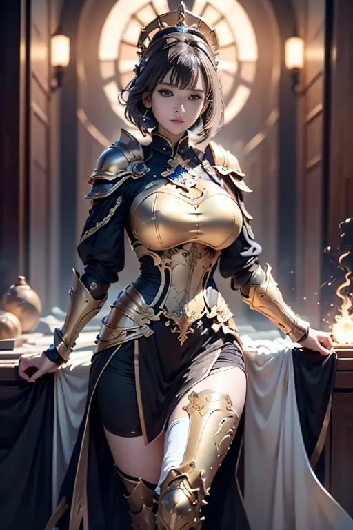 Holy, golden armour, 4K images, puller, Best quality at best, tmasterpiece, 电影灯光