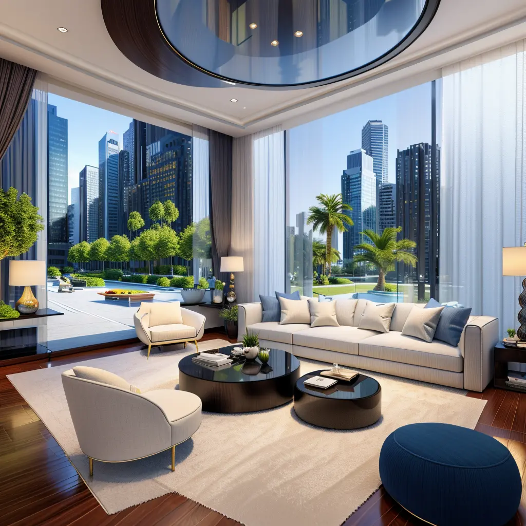 rendering of a modern residential livingroom,  professional render, wide angle exterior 2023, highly detailed render, high quali...