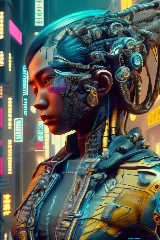 masterpiece, high definition, unreal engine, cyberpunk 2077, full body, perfect body, rebellious young girl cyborg, sexy looking...