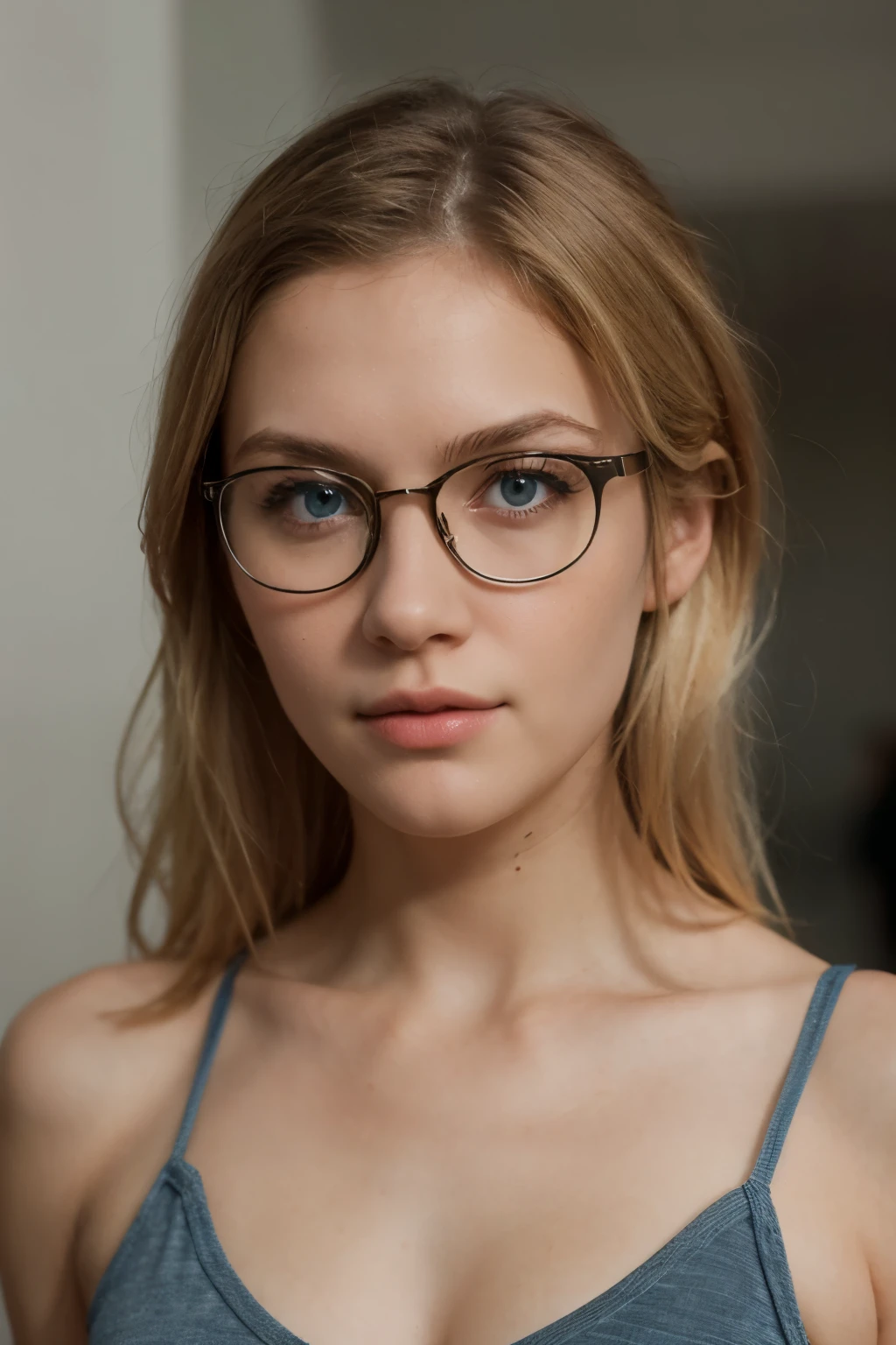 A Close Up Of A Woman Wearing Glasses And A Bra Top Seaart Ai