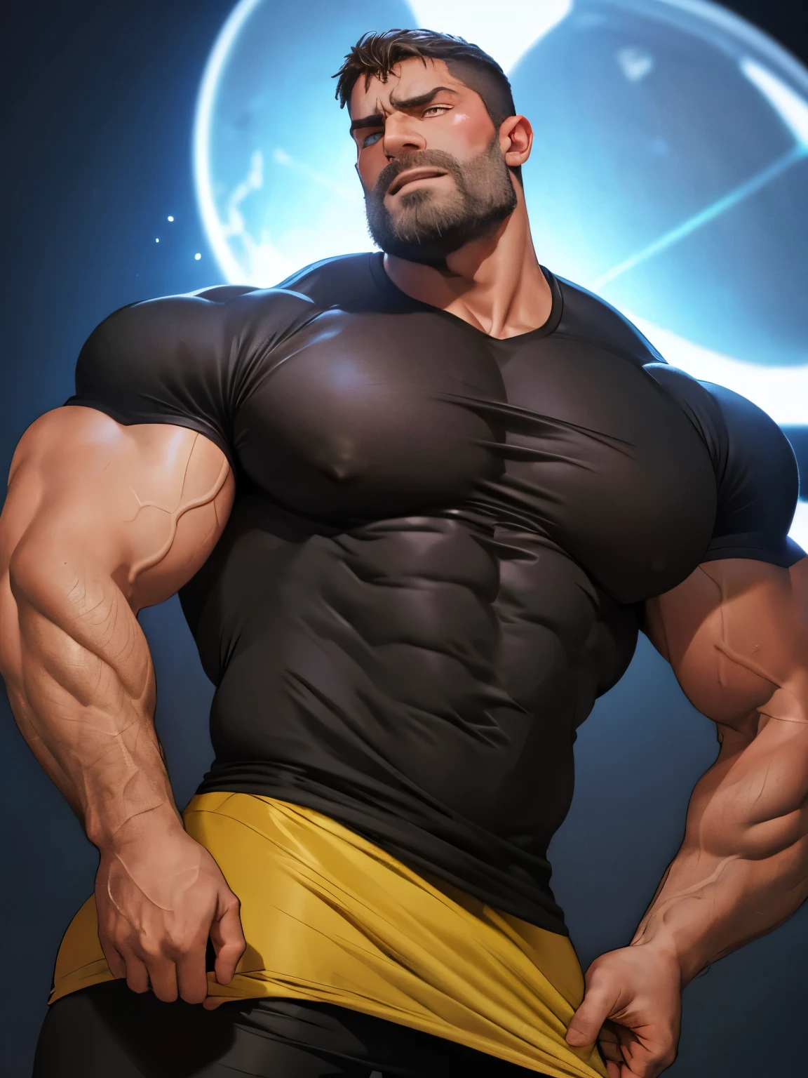 A Man With A Big Muscular Body And A Yellow Belt - Seaart Ai