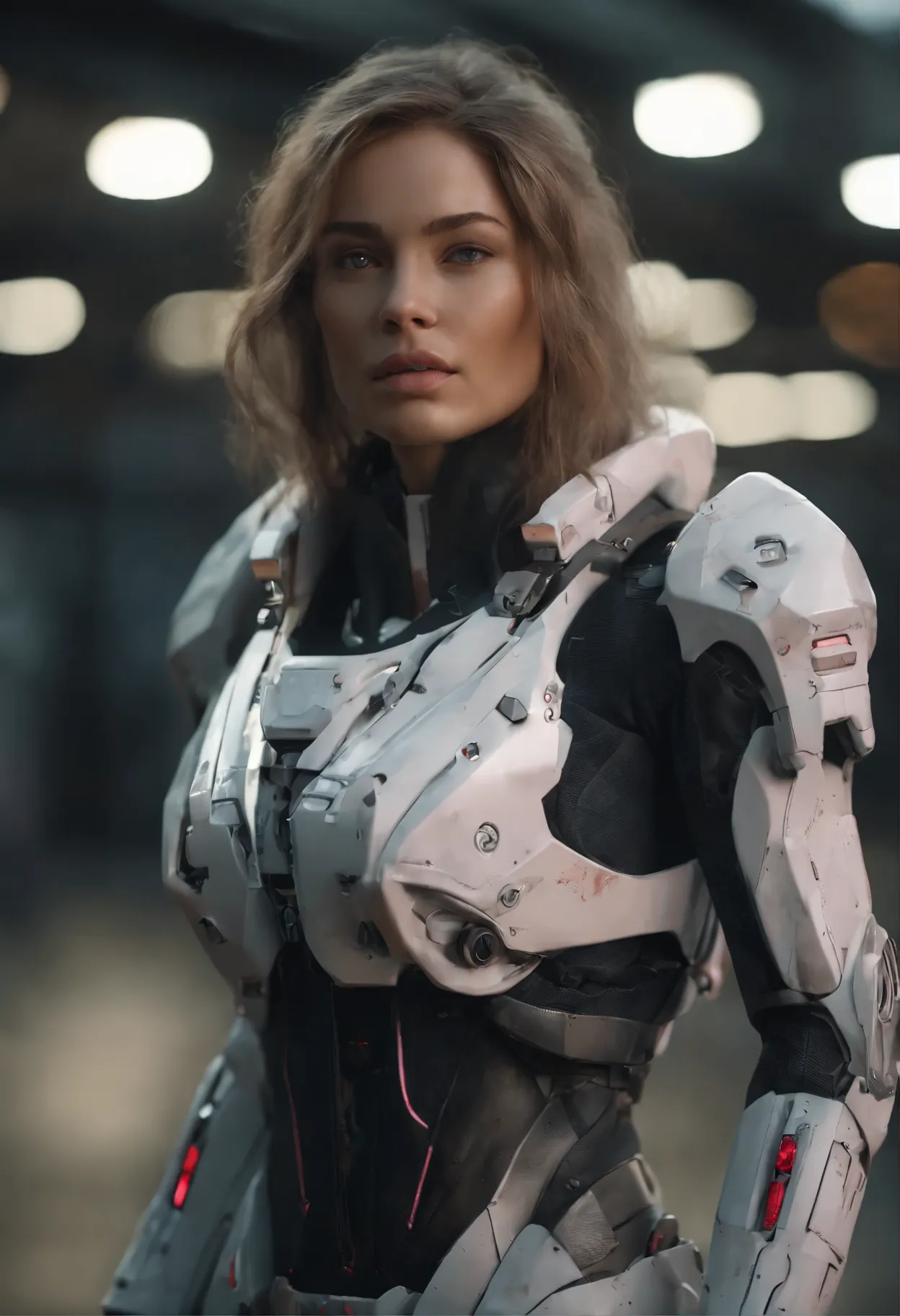 ((Best Quality)), ((Masterpiece)), (Very Detailed:1.3), 3D, Shitu-mecha, Beautiful cyberpunk woman with her pink mech in the ruins of a city in the forgotten war, Ancient technology, HDR (High Dynamic Range), ray tracing, NVIDIA RTX, super resolution, unre...