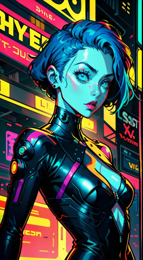 a digital painting of a woman with blue hair, cyberpunk art by Josan Gonzalez, behance contest winner, afrofuturism, synthwave, ...