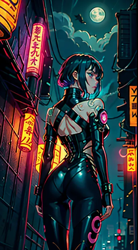 1girl, solo, girl, futuristic outfit, neon samurai, very beautiful cyberpunk samurai, cyberpunk samurai, ghost blade style, cybe...