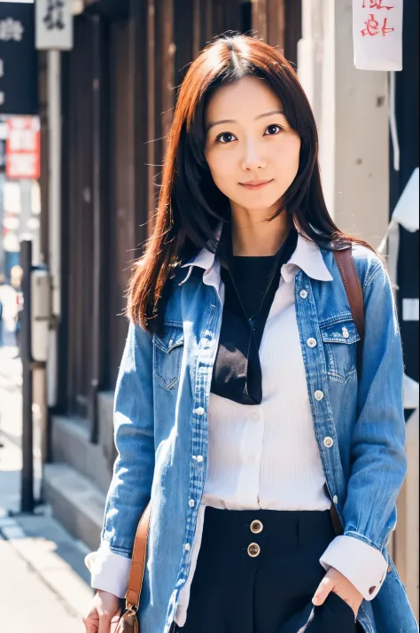 (High reality photograph, high resolusion photograph, super detailed face, detailed eyes) Skinny Japanese lady, 40 years old, cute face, various face expression, black long hair, skinny figure, very small breasts, very thin waist, various casual clothes, o...