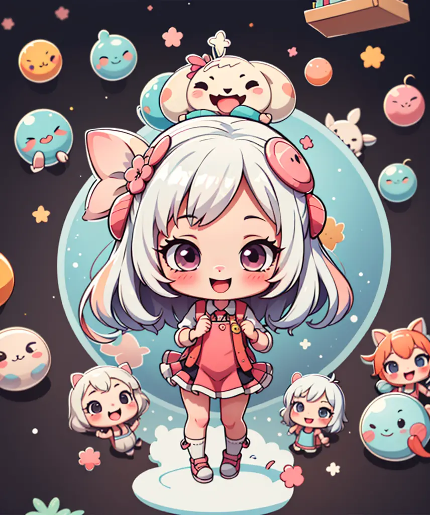 1girl, (chibi:1.3),
full body
looking at viewer, blush, smile, :d, open mouth
small girl dancing, white hair,
looking at viewer,