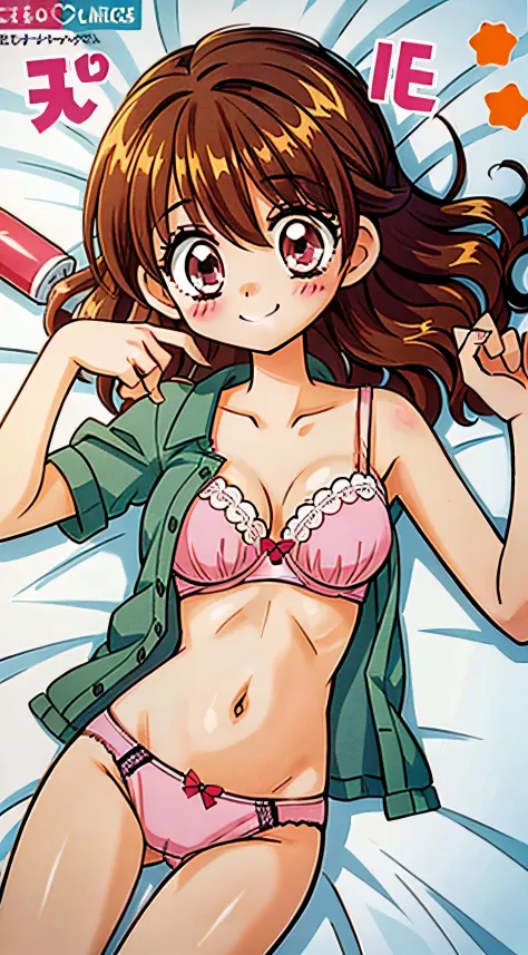 (cute girl lying on the bed:1.2)、(独奏:1.2)、 A dark-haired、The long-haired、Colossal tits、 hair、 校服、半脱ぎの校服、(PINK Underwear)、(fully exposed pink bra)、(fully exposed pink panties)、red blush、Shy smile、closes mouth、Look at viewers、(masutepiece、 Best Quality:1.2)、...