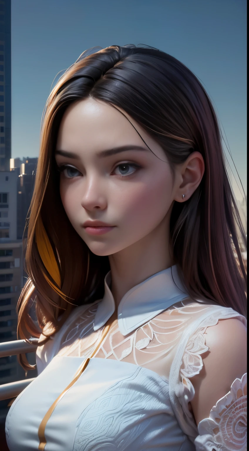 photo of Cece Rose, RAW, beautiful woman, ((portrait)), ((detailed face:1.2)), ((detailed facial feature, detailed skin, clear skin), (perfect proportioned body), (wearing a colorful dress) (high detailed city environment, apartment balcony), (realistic photo, best quality, detailed), (8k wallpaper), (cinematic lighting, dramatic lighting) (sharp focus, intricate)