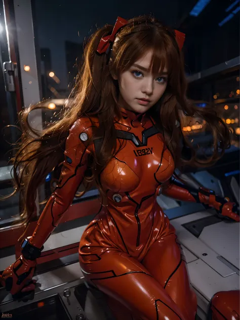 (best quality), high resolution, Asuka Langley Soryu, Beautiful Pretty Mixed German Babe, ((Beautiful face)), sexy lips, busty b...