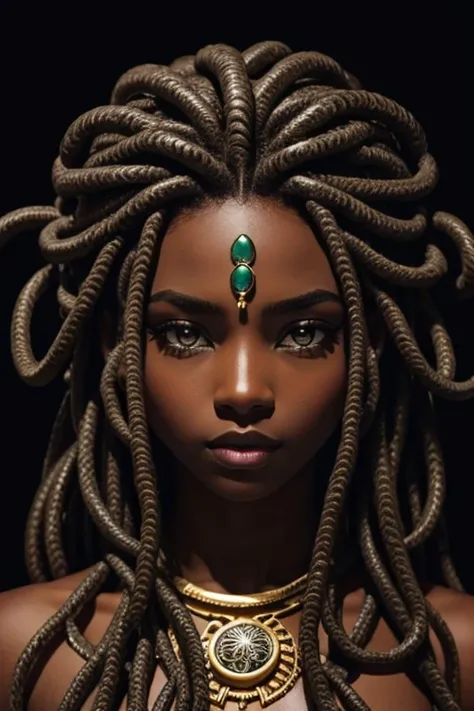 medusa black woman with long dreadlocks white hair - SeaArt Al - Free ...