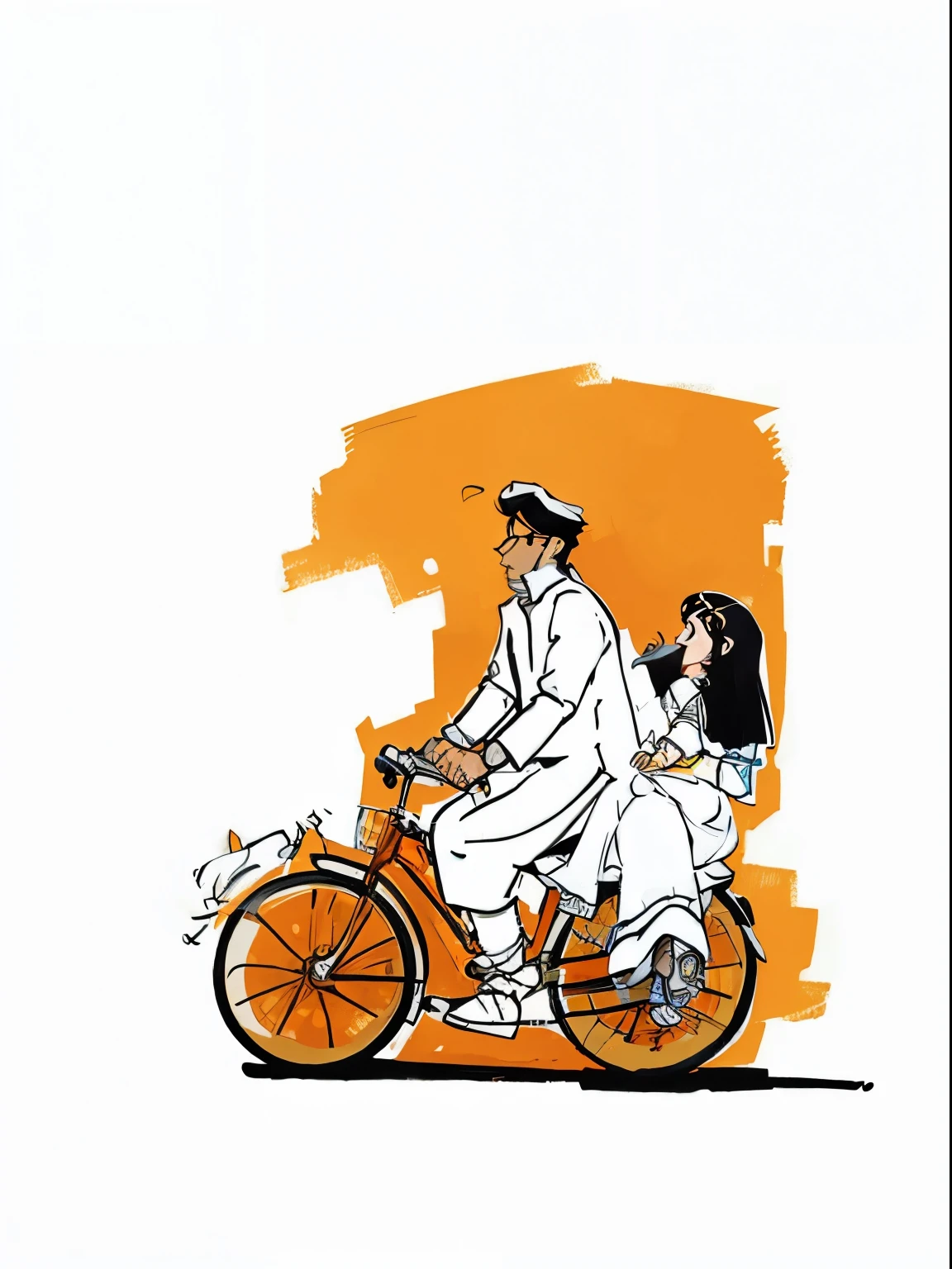 There is a man and woman riding a bike together - SeaArt AI