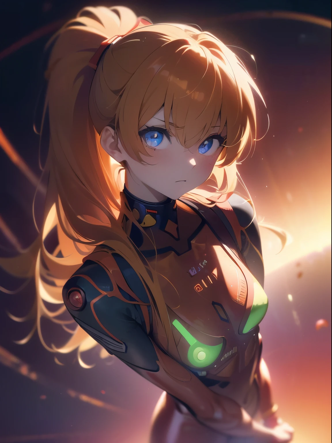 ((souryuu asuka langley,bodysuit,red plugsuit1.2,Blonde,low ponytail)),(Glowing eyes:1.233), diffuse reflection, high-profile, majestic,(frown,Tsundere,a very blushing face,)(Beautiful and detailed eyes:1.3),1girl,Solo,(Masterpiece,Best quality, offcial art,Target the audience, Beautiful and aesthetic:1.2),(超高分辨率,Golden ratio), (4K), (looking from above),((colourful flower bouquet,)),Floating, (photo maping, Physically-based rendering,automatic white balance),Amazing,Sharp focus,curtain screen,cinema curtain background, (((high detailed skin,cyberpunk,)))Dynamic lighting,Intricately detailed clothing,Watery eyes,(masterpiece sidelighting),(a beauty girl,The sheen),[[Delicate fingers and hands:0.55]::0.85],(Detail fingers),((((BREAK,Design an image with a fisheye lens effect, capturing a wide field of view with a distinctive, curved perspective.BREAK,)))Superior photographic quality,((extremely_Detailed_Eyes_and_face)),(Disheveled hair),Movie girl,