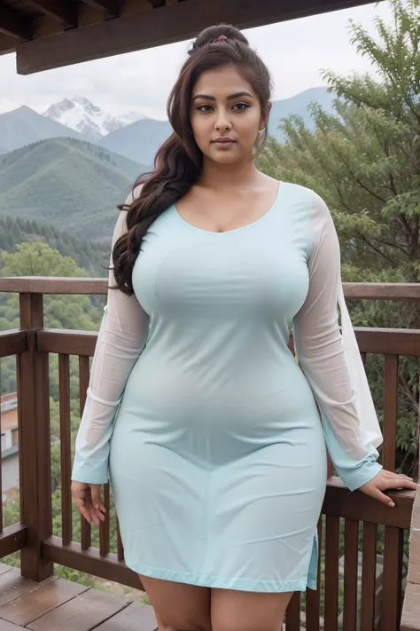 Divya Bharti Indian beautiful woman sexy curvy plus size model wearing  Solid Kur - SeaArt AI