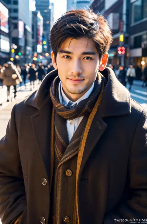 photorealsitic, 8k full body poster, a handsome, japanes, a 25-year-old man, a charming expression, detailed face details, tokyo...