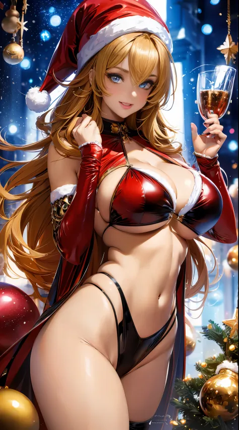(best quality,4k,highres,masterpiece:1.2),ultra-detailed,(realistic:1.37),(beautiful,sexy:1.1),A hot hijab girl with mesmerizing eyes, wearing a glossy PVC red bikini that accentuates her curves, Christmas theme bikini, adorned with a white fur accessory. ...