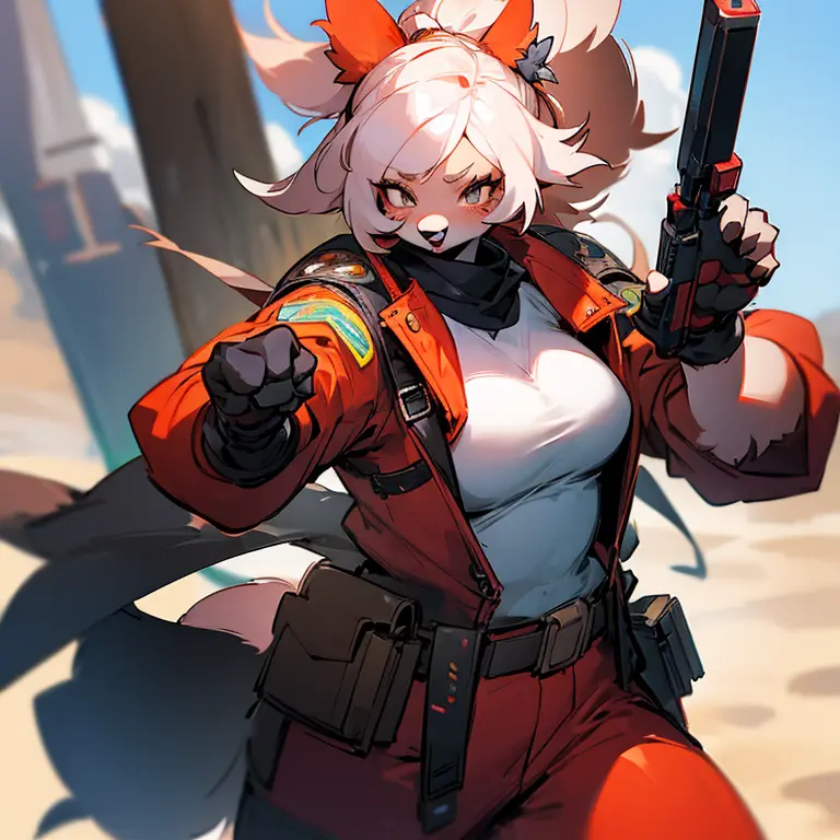 furry female dog mercenary in science fiction style