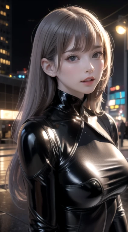 (best quality,4k,8k,highres,masterpiece:1.2), ultra-detailed, (realistic,photorealistic,photo-realistic:1.37), Yorha 2B, beautiful detailed eyes, beautiful detailed lips, extremely detailed face, long eyelashes, slim and curvy body, small waist, futuristic black and silver outfit, high-tech accessories, confident expression, dynamic pose, glowing blue lights, cyberpunk atmosphere, neon cityscape, rain-soaked streets, reflective surfaces, bokeh lights, HDR color grading, sharp focus, physically-based rendering.
