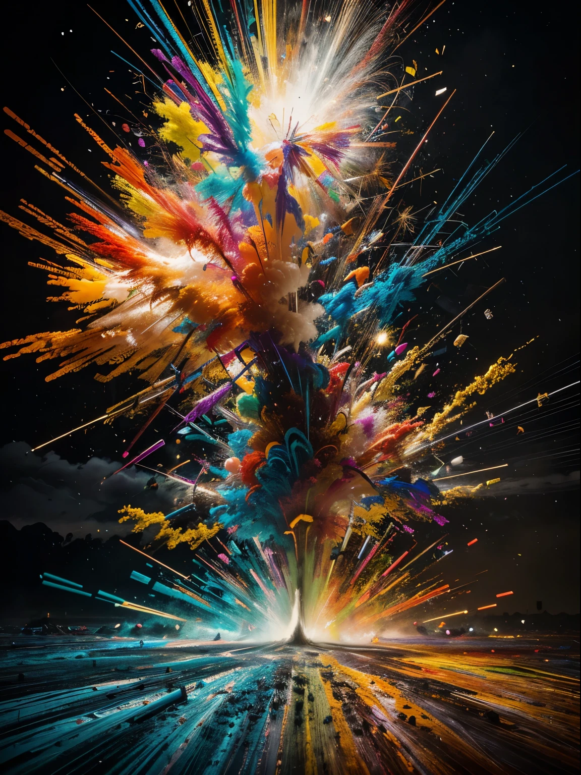 A close up of a colorful explosion of fireworks in the sky - SeaArt AI