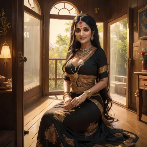 (best quality,4k,8k,highres,masterpiece:1.2),ultra-detailed, 1woman, indian goddess kali as middle aged housewife, long black ha...